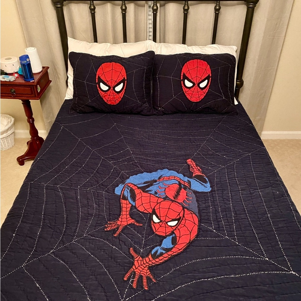 Pottery Barn Kids Spider-Man Blue and Red Quilt Set